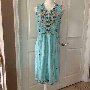 JOHNNY WAS MAIORCA EMBROIDERED DRESS.